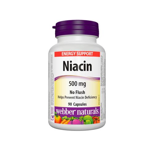 Webber Naturals, No Flush Niacin, 500 mg, 90 Capsules