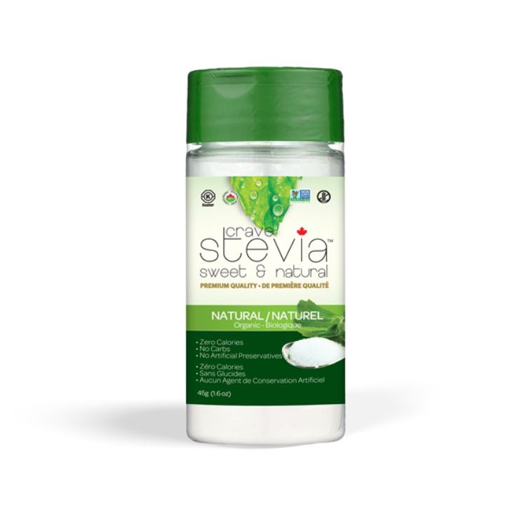 加拿大Crave Stevia有机甜叶菊粉 45克调味瓶装 1.5克相当于2茶匙糖甜度 高血糖及糖尿病人可用