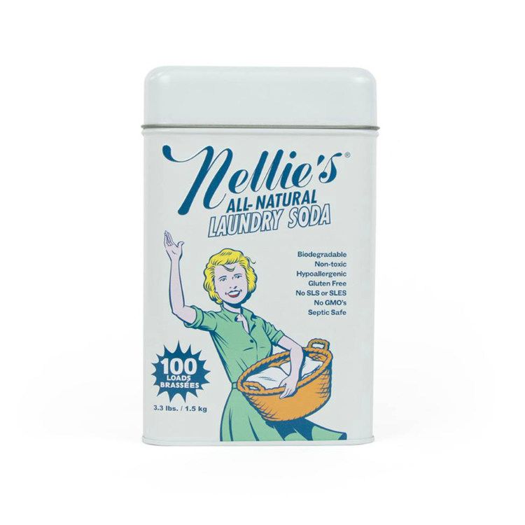 加拿大Nellie's天然纯碱洗衣粉 1.5公斤铁盒复古装 能洗100次