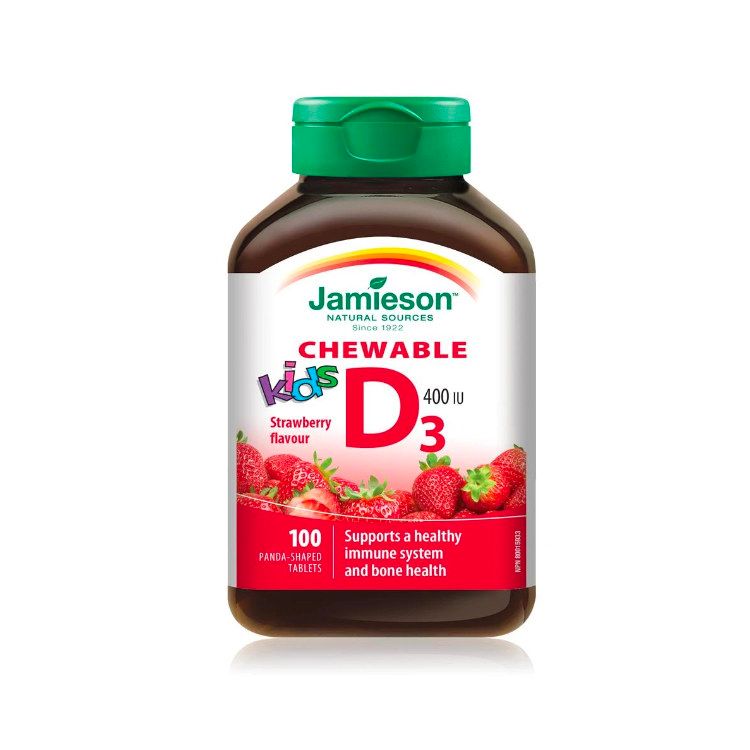 Jamieson, Kids Chewable Vitamin D3 400 IUStrawberry, 100 Chewable