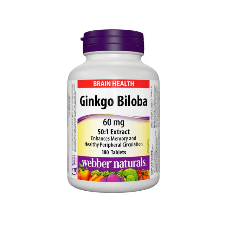 Webber Naturals, Ginkgo Biloba, 60 mg, 180 Tablets