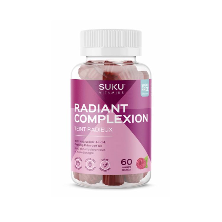 SUKU, Radiant Complexion Hyaluronic Acid Evening Primrose Oil Gummies, 60 Gummies