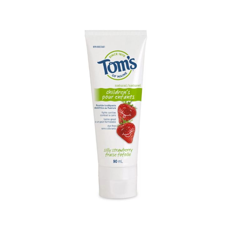 美国Tom's of Maine儿童天然含氟牙膏 防蛀牙 2岁以上儿童可用 纯天然草莓味 可吞咽