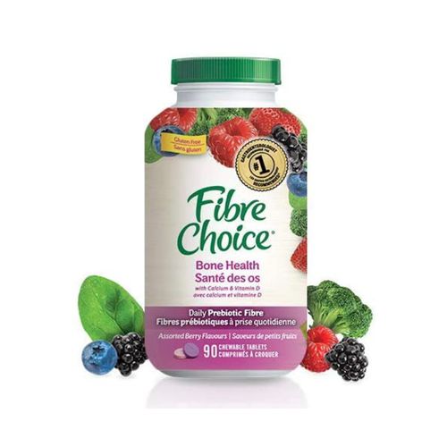 美国Fibre Choice益生元纤维健骨咀嚼片 添加钙和维生素D3 1片含2克纤维 美国肠胃科医生首推品牌