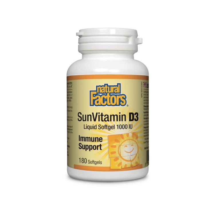 Natural Factors, Vitamin D3, 1000 IU, 180 Softgels
