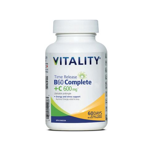 加拿大VITALITY维生素B族+维生素C缓释片 60片 提振精神 改善情绪 提升免疫