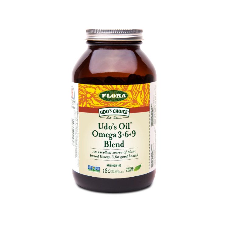 加拿大Flora UDO油Omega 3-6-9 180粒素食胶囊 冷榨未精制亚麻籽油制成 纯有机非转基因