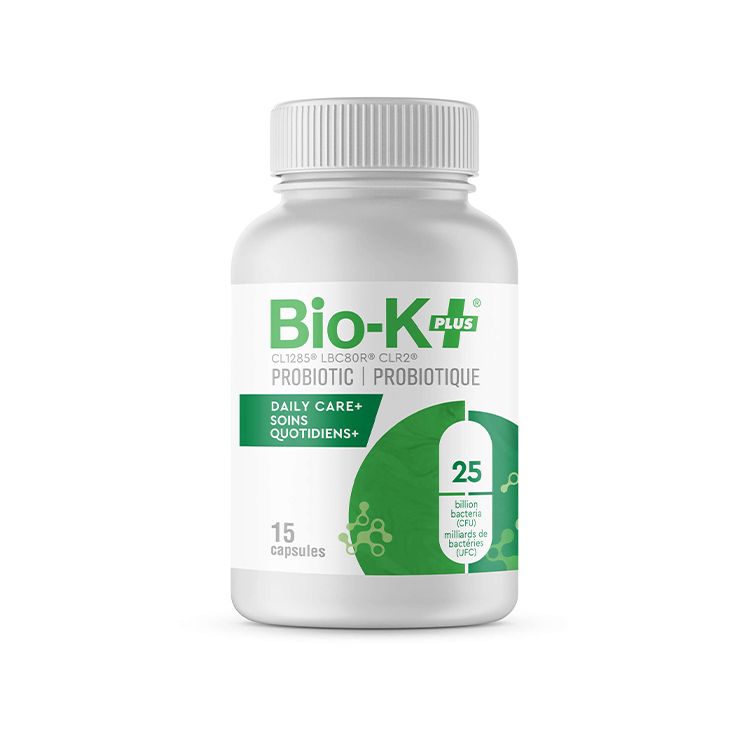 Bio-K+, Daily Care+ 25 Billion Probiotic, Vegan, 15 Capsules