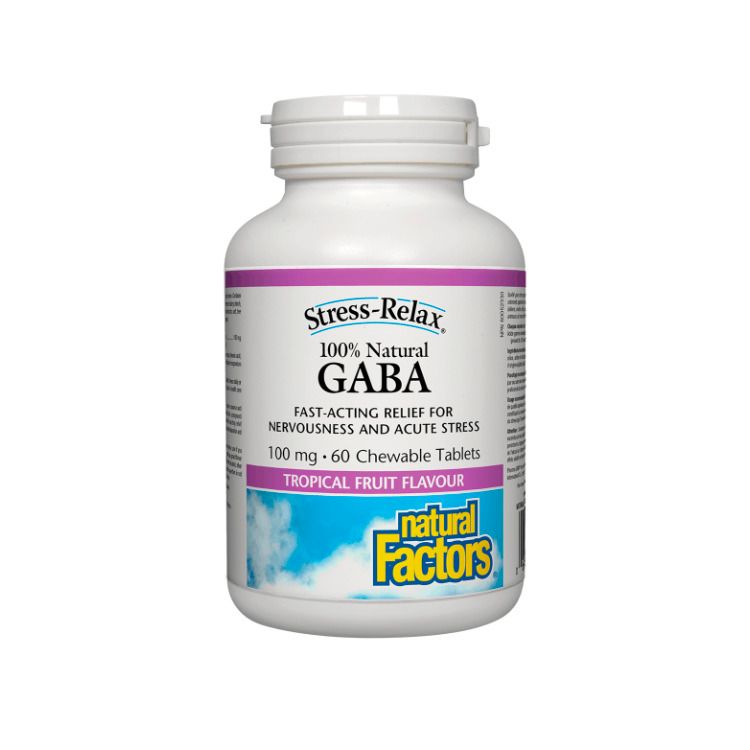 Natural Factors, GABA-Tropical Fruit Flavour, 100 mg, 60 Chewable Tablets