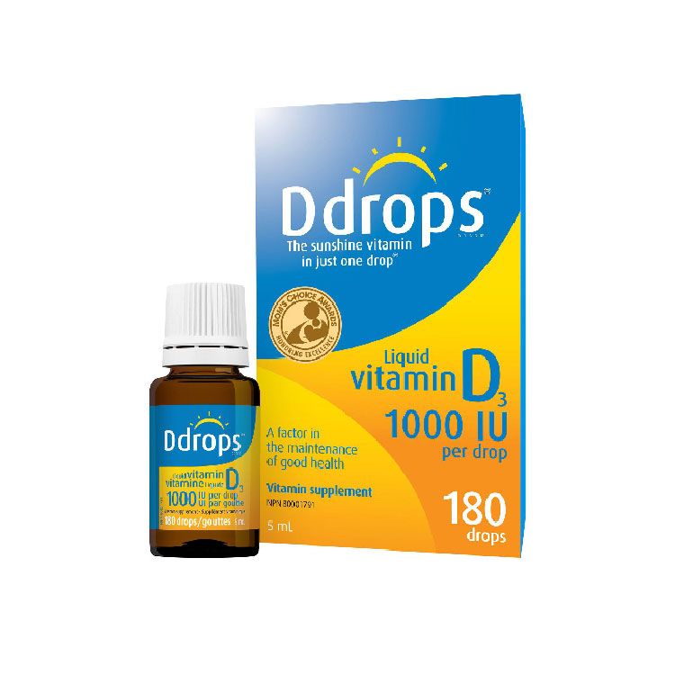 加拿大成人Ddrops维生素D3滴剂 1000IU/180滴 促进钙吸收 预防骨质疏松