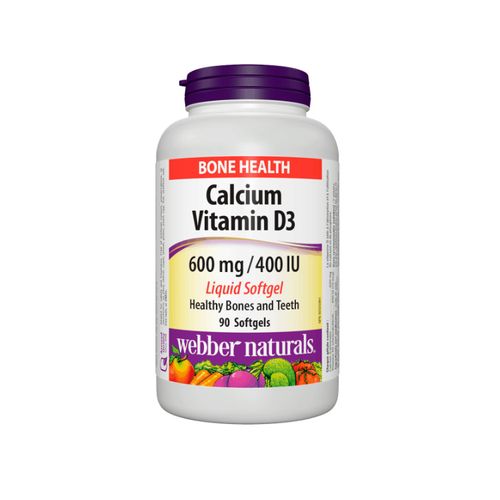 Webber Naturals, Calcium with 400 IU Vitamin D3 Liquid Softgel, 90 Softgels