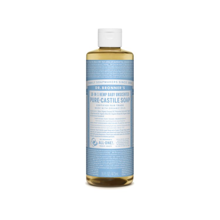 Dr Bronner's, Pure Castile Liquid Soap, Baby Unscented, 473ml