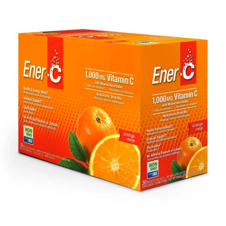 加拿大Ener-C复合维生素泡腾粉 桔子味 同时含维生素A&B&C&E 纯果汁粉少糖非转基因配方