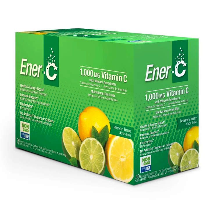 加拿大Ener-C复合维生素泡腾粉 青柠味 同时含维生素A&B&C&E 纯果汁粉少糖非转基因配方