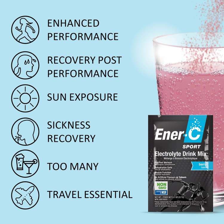 Ener-C, Sport Electrolyte Drink Mix, Mixed Berry, 12pk