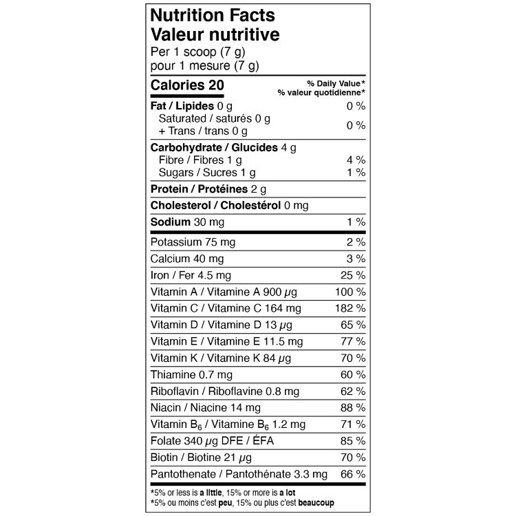 加拿大Subi超级食物粉 桃子味/280克/40次量 1袋浓缩20磅果蔬精华 纯植物复合维生素