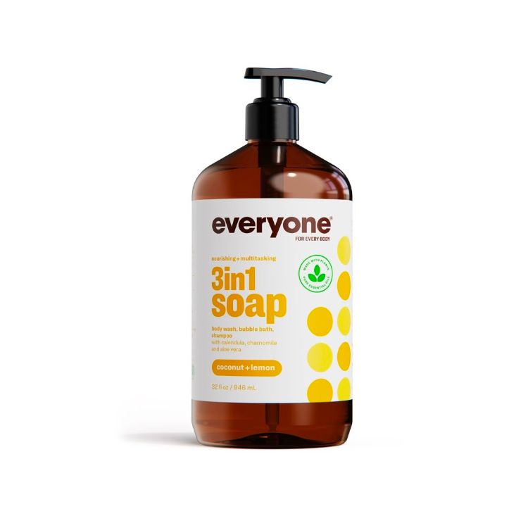 美国Everyone纯精油3合1多用液体皂 946毫升 椰子柠檬味道 可用作洗发水沐浴露或泡泡浴