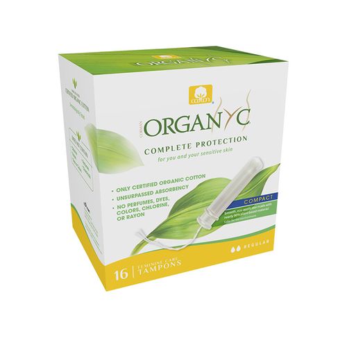 Organyc, Compact Eco Applicator Tampons – Regular Size, 16 Counts