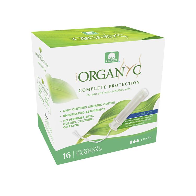Organyc, Compact Eco Applicator Tampons – Super Size, 16 Counts