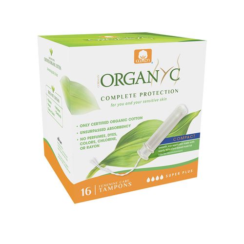 Organyc, Compact Eco Applicator Tampons – Super Plus Size, 16 Counts