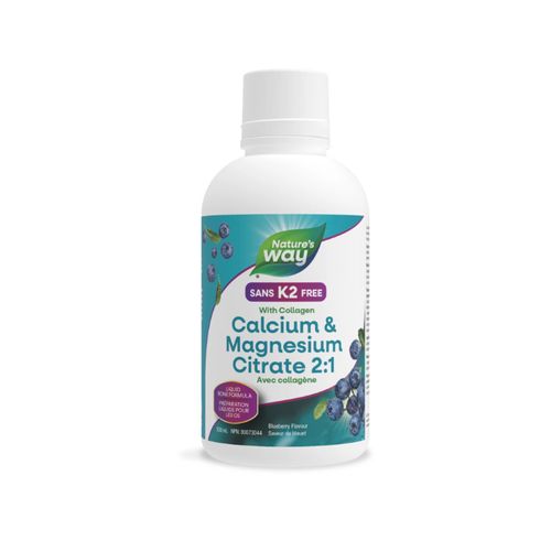 Nature's Way, Calcium & Magnesium Citrate 2:1, with Collagen no K2, Blueberry, 500ml