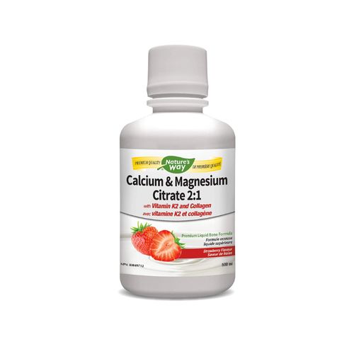 美国Nature's Way液体钙镁D3胶原蛋白 草莓味 柠檬酸钙配方 添加K2 预防骨质疏松