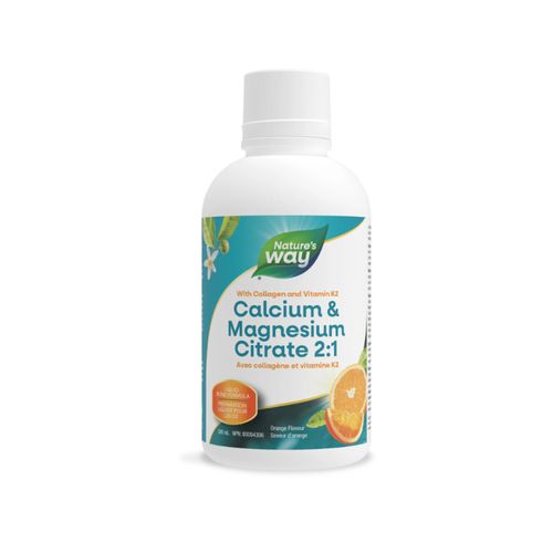 Nature's Way, Calcium & Magnesium Citrate 2:1, with Vitamin K2 & Collagen, Orange, 500ml