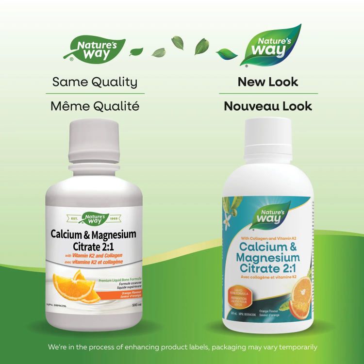 Nature's Way, Calcium & Magnesium Citrate 2:1, with Vitamin K2 & Collagen, Orange, 500ml