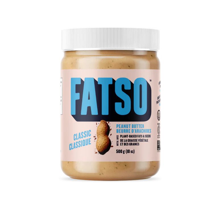 加拿大Fatso天然无盐花生酱500g 原味款 奇亚籽亚麻籽 高纤维高蛋白强饱腹感 健身减脂必备