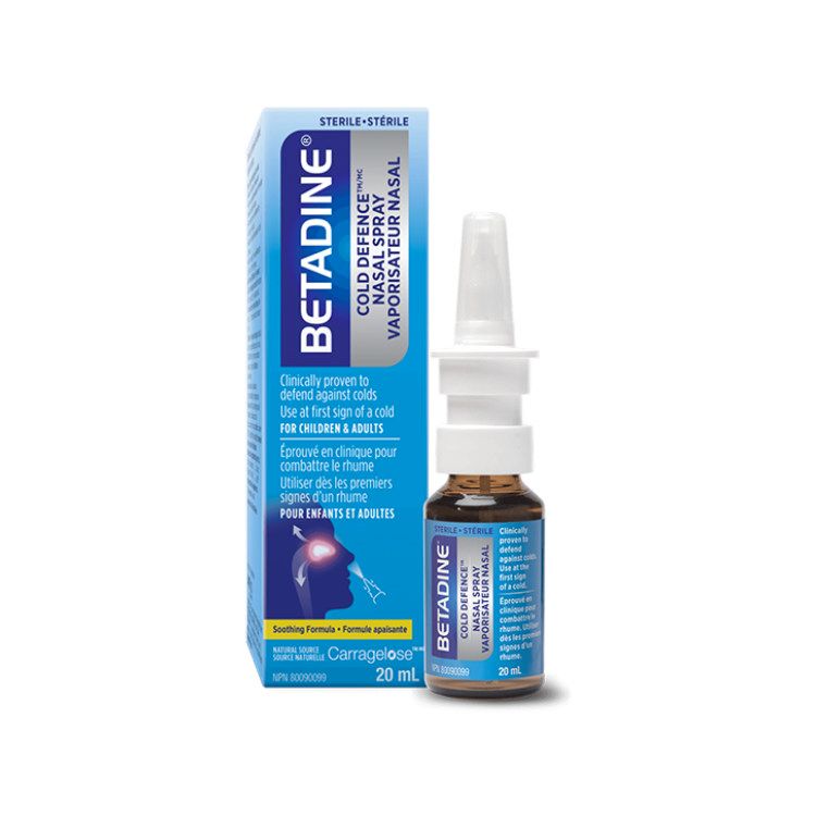 加拿大Betadine必妥碘鼻腔喷雾 20mL 天然海藻提取专利成分Carragelose 改善伤风导致的流鼻涕鼻塞
