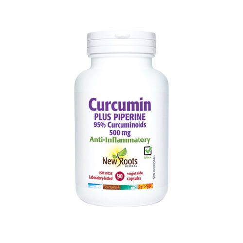 New Roots, Curcumin Plus Piperine, 500 mg, 90 Capsules
