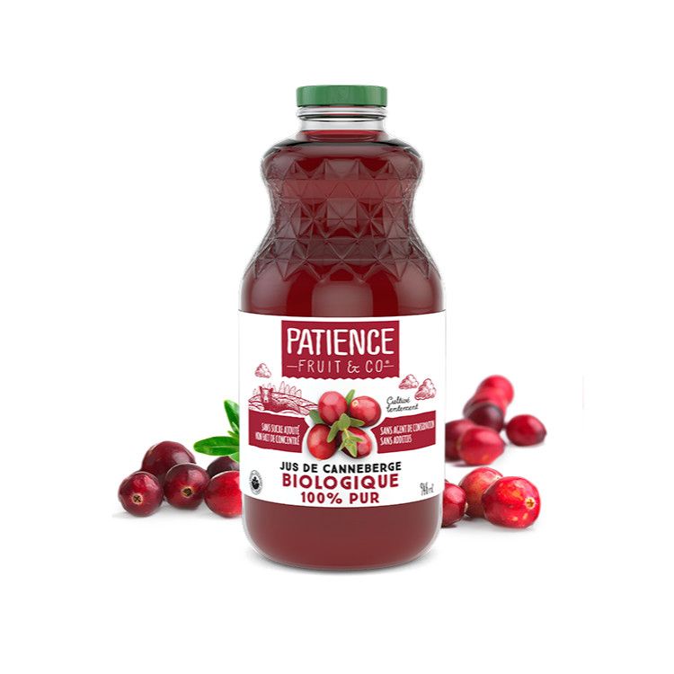加拿大Patience有机100%蔓越莓汁 946毫升 非浓缩汁调配 预防尿路感染 对抗幽门螺旋杆菌