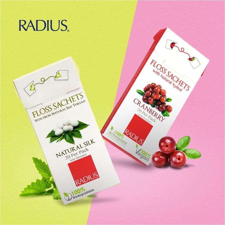RADIUS, Floss Sachets with Natural Xylitol, Mint, 20s