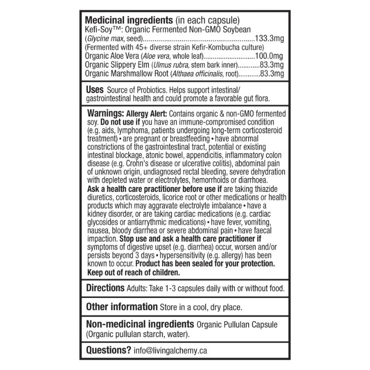 加拿大Living Alchemy聚合发酵益生菌 修复配方/60粒 全面支持消化系统健康 添加榆树皮芦荟 修复肠道内壁