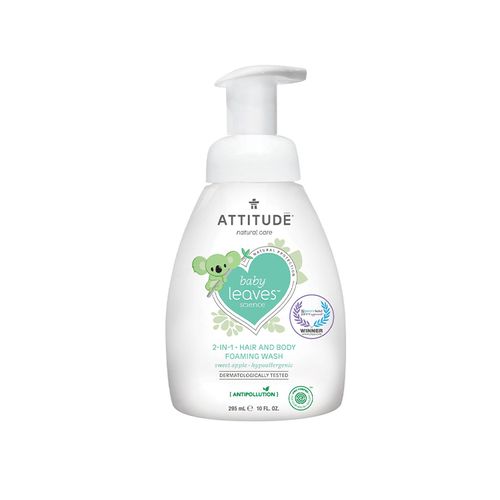 Attitude, baby leaves, 2-in-1 Hair and Body Foaming Wash, Sweet Apple, 295 ml