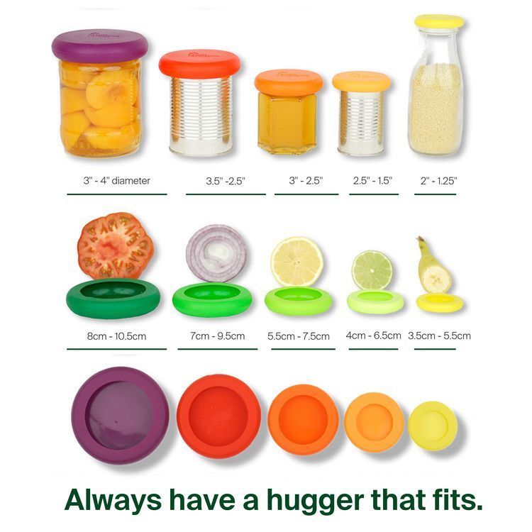 美国Food Huggers硅胶食品环保保鲜盖 5件套装 冰蓝色系 专利设计 延长剩余食材保鲜期