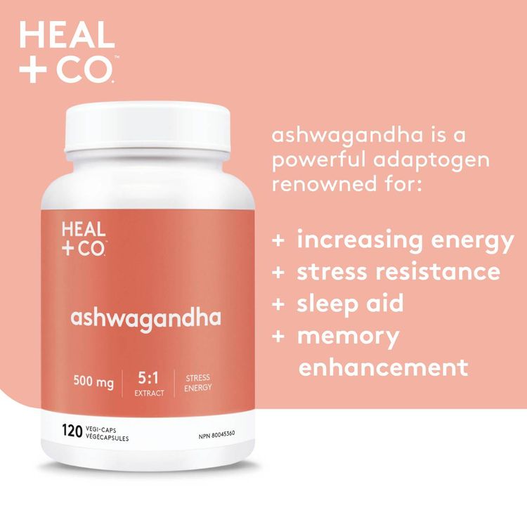 Heal+Co., Ashwagandha 500mg, 120 Capsules