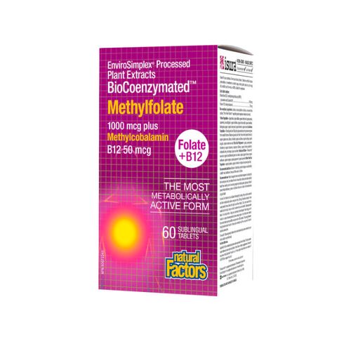 Natural Factors, BioCoenzymated Methylfolate 1000 mcg + Methylcobalamin B12 50 mcg, 60 Sublingual Tablets