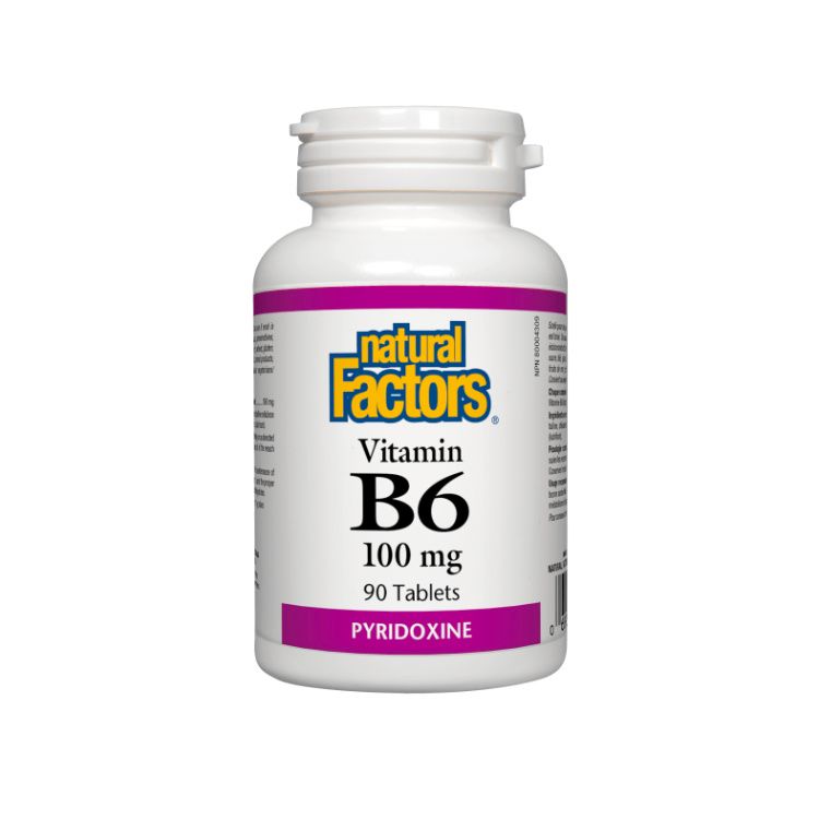 加拿大Natural Factors维生素B6片 100mg 缓解经前综合症 降低同型半胱氨酸 维护心血管健康