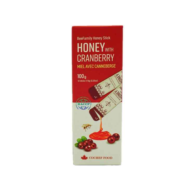 BeeFamily, Honey Stick, with Cranberry, 10 Sticks