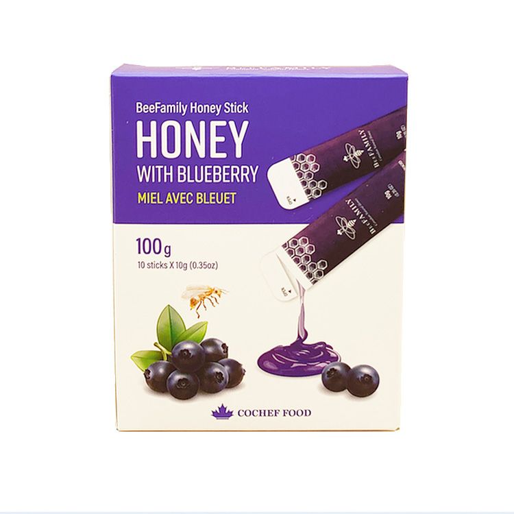 BeeFamily, Honey Stick, with Blueberry, 10 Sticks