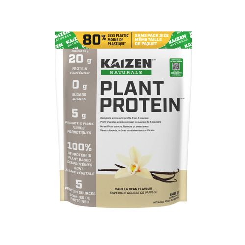 加拿大Kaizen零糖植物蛋白粉 840克 香草味 1勺含20克植物提取蛋白 补充人体必须氨基酸