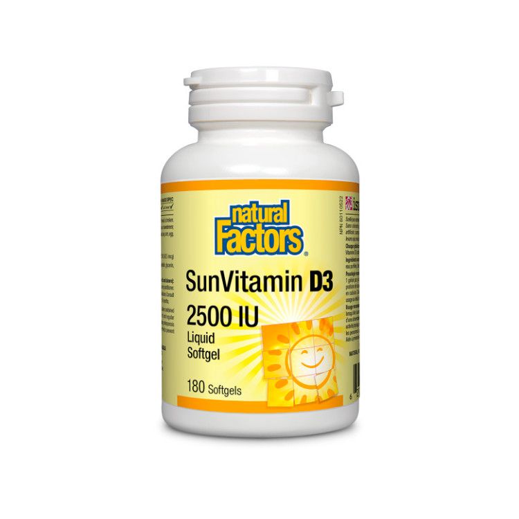 Natural Factors, Vitamin D3, 2500 IU, 180 Softgels