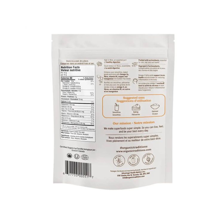 Organic Traditions, Golden Flax Seeds, 454g