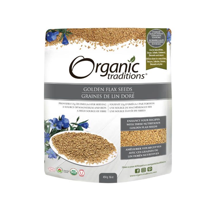 Organic Traditions, Golden Flax Seeds, 454g