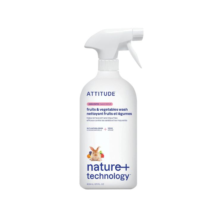 加拿大Attitude纯天然果蔬清洁剂 800ml 无香型 放心去除水果蔬菜上的有害物质