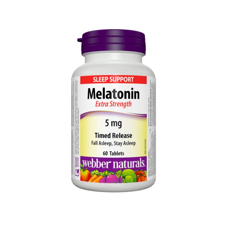 Webber Naturals, Extra Strength Melatonin, Timed Release, 5 mg, 60 Tablets