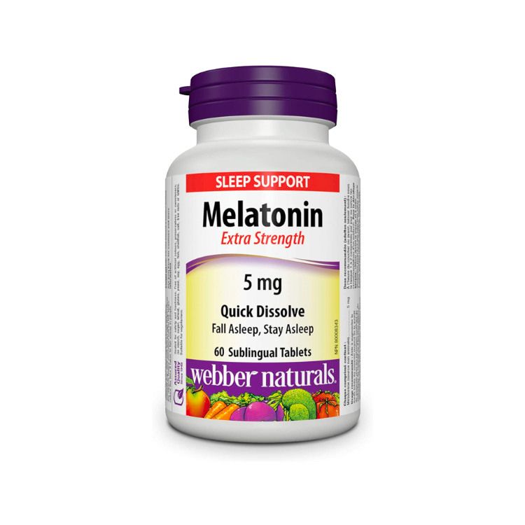 Webber Naturals, Extra Strength Melatonin, Quick Dissolve, 5 mg, 60 Tablets