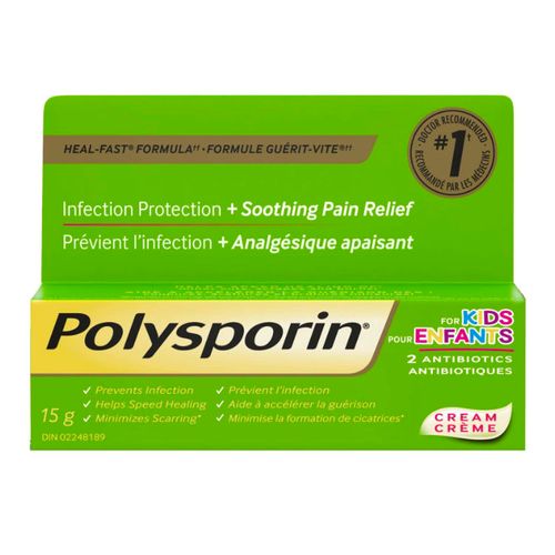 美国强生Polysporin外用儿童抗生素软膏 15g 适用于小伤口和烧伤 伤口愈合不留疤 止痛舒缓 北美医生药剂师首选品牌