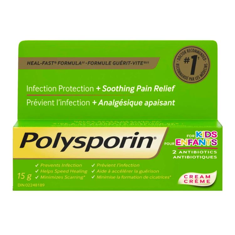美国强生Polysporin外用儿童抗生素软膏 15g 适用于小伤口和烧伤 伤口愈合不留疤 止痛舒缓 北美医生药剂师首选品牌
